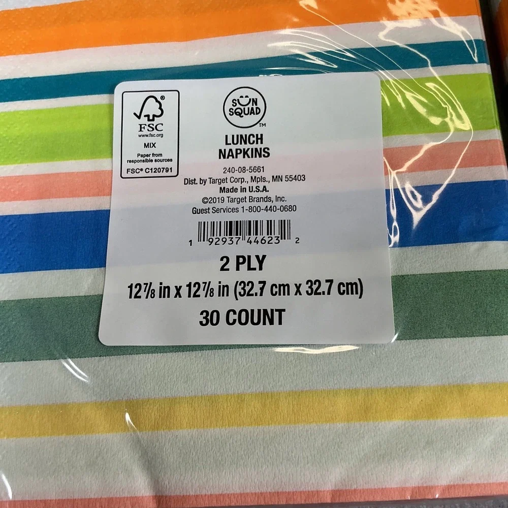 Sun Squad Striped Lunch Napkins 30 Ct 2 Ply 12.7in‎ Set of 2